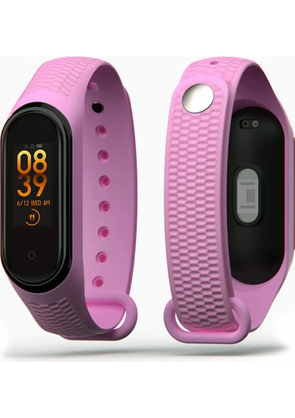 Balık Sırtı  Mi Band  3/4 Uyumlu Silikon Kordon Açık Pembe