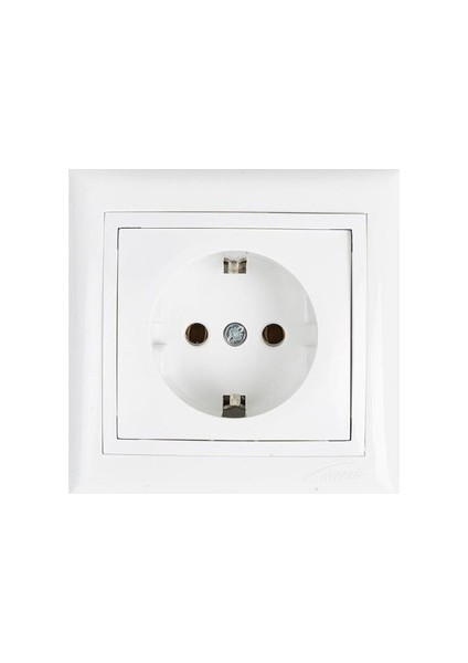 Tekli Topraklı Priz Beyaz