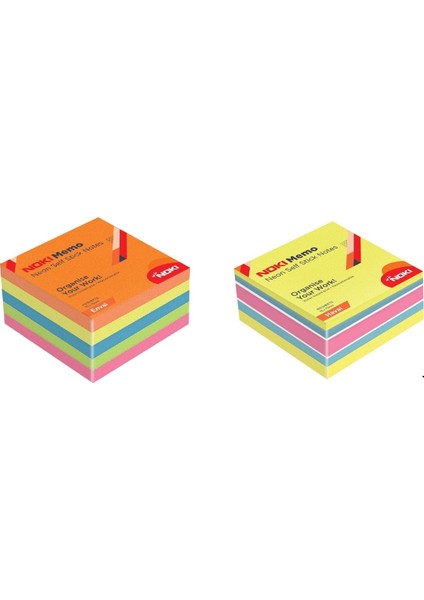 Memo Neon Yapışkanlı Küp Blok 75 x 75 mm 2'li