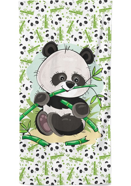 Panda Desenli Çocuk Plaj Havlusu, Banyo Havlusu