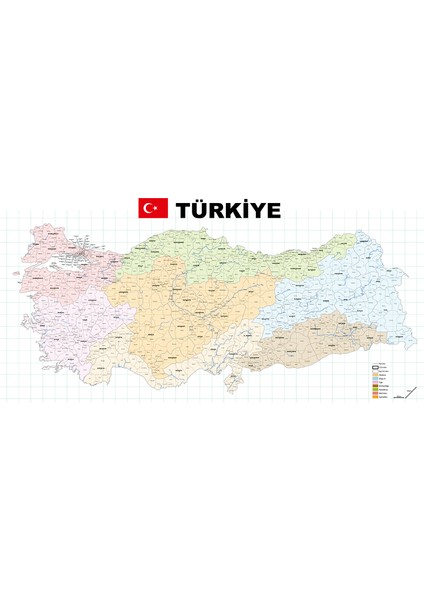 Tutunabilir Kağıt Türkiye Il Ilçe Haritası Yazı Tahtası Akıllı Kağıt Tahta Kalem Hediyeli Dekoratif 95X200 cm