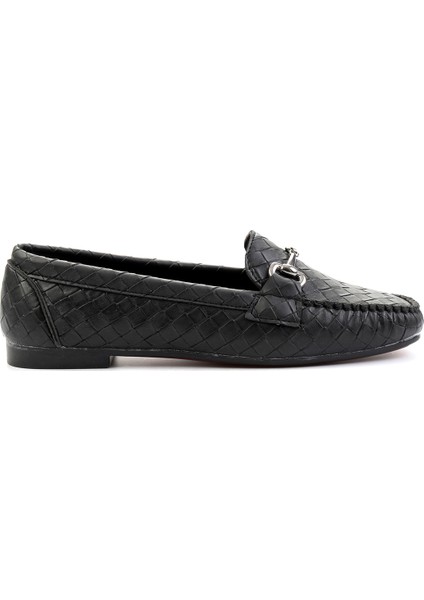 Siyah Örgü Kadın Loafer K01542030710