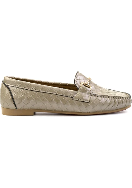 Yeni Altın Örgü Kadın Loafer K01542030710