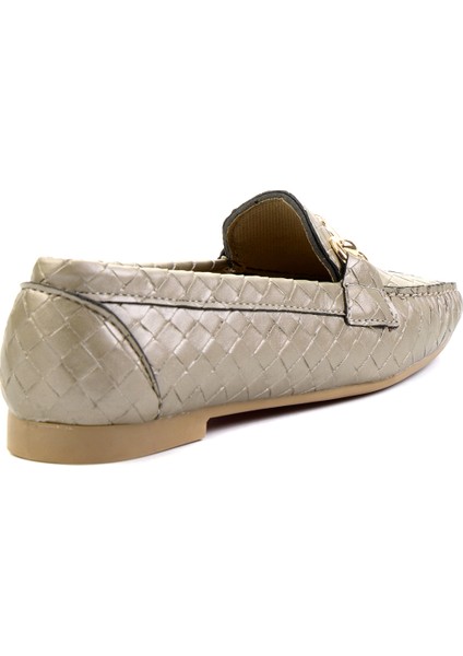 Yeni Altın Örgü Kadın Loafer K01542030710