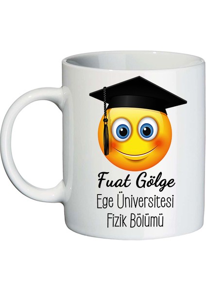 Kep Emojili Erkeğe Mezuniyet Hediyesi Isimli Kupa Bardak