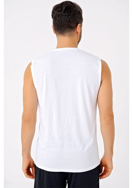 Erkek Beyaz Marvin Kolsuz T-Shirt - 3211101-BEYAZ