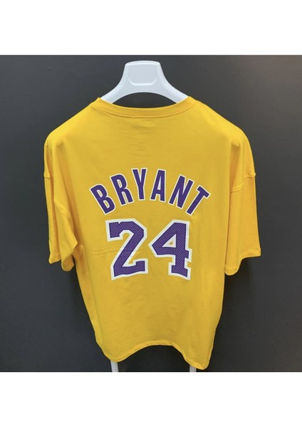 Bol Kesim Oversize Bryant 24 Sırt Dijital Baskılı Pamuk Erkek Sokak Stili Tşört