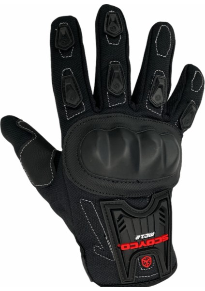 Eldiven Parmaklı Mc12 Siyah M Beden Full Korumalı Scoyco