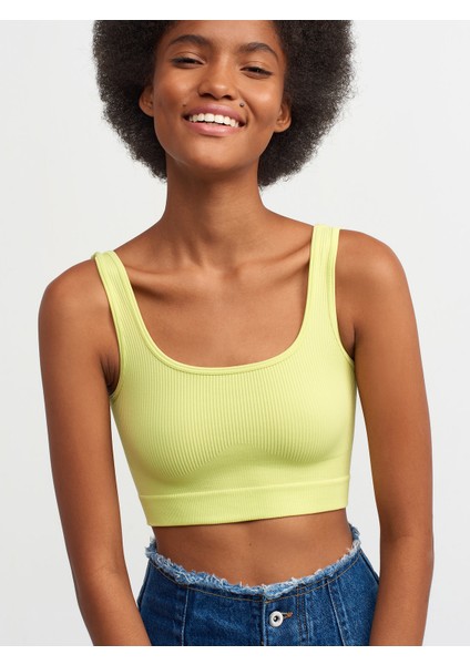 3540 Askılı Crop Top-Lime