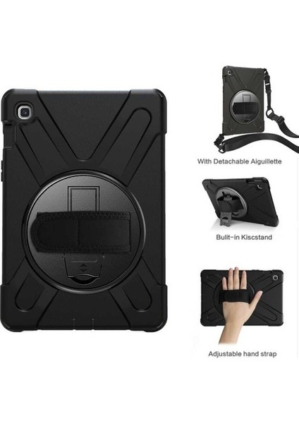 Samsung Galaxy Tab A7 SM-T500 2020 10.4" Tank Zırh Özellikli Askılı Defender Tablet Kılıfı Siyah modelleri