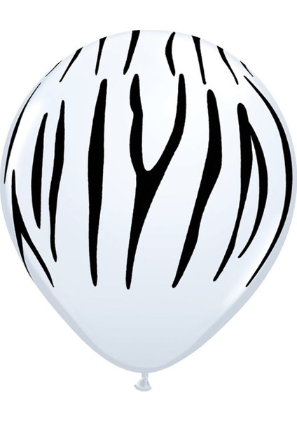 Safari Beyaz Zebra Desenli (Baskılı) Balon 10 Adet