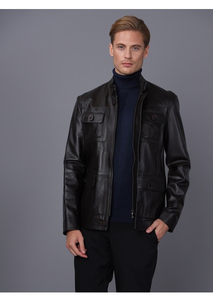 Erkek Deri Ceket - Safari