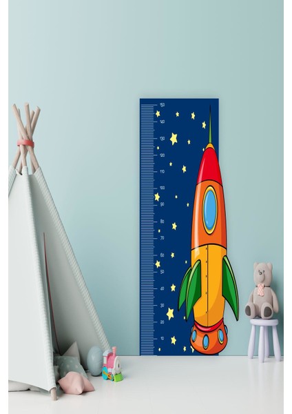 Uzay Mekiği Figürlü Çocuk Bebek Odası Boy Cetveli Sticker