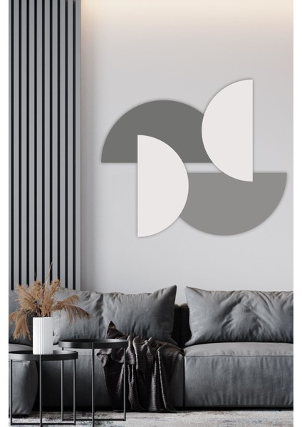 Gri Tonlarda Yarım Daireler Çocuk Bebek Odası Sticker Seti (85X100 Cm)