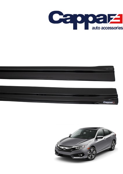 Honda Civic 10 Yan Marşpiyel Eki Lip Akrilik Abs Parlak Siyah 2 Parça 2016-> modelleri
