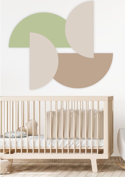 Yeşil Tonlarda Yarım Daireler Çocuk Bebek Odası Sticker Seti (85X100 Cm)
