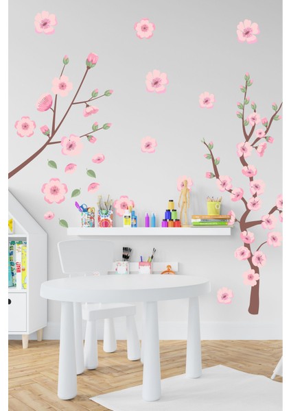 Dalda Şakayıklar ve Yapraklar Çocuk Bebek Odası Sticker Seti