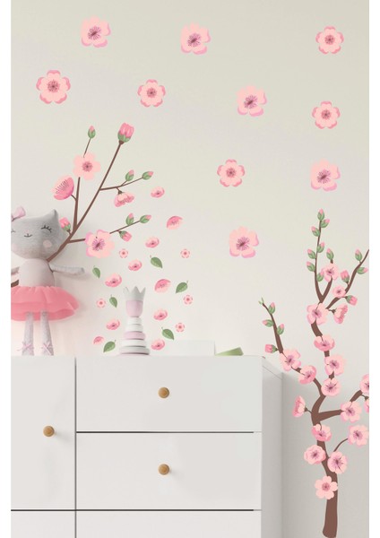 Dalda Şakayıklar ve Yapraklar Çocuk Bebek Odası Sticker Seti
