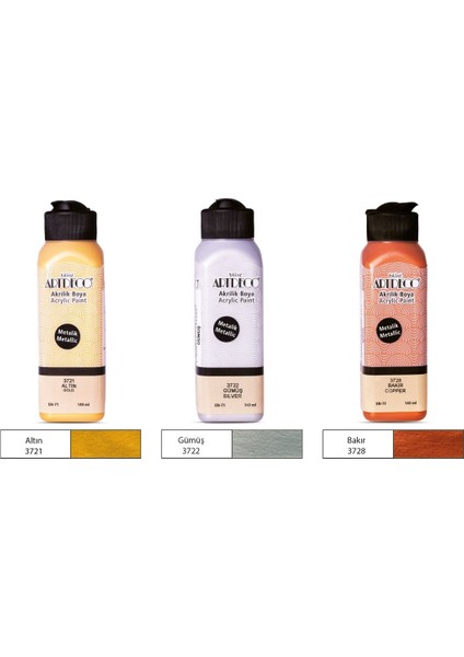 Metalik Akrilik Boya 140 ml 3'lü