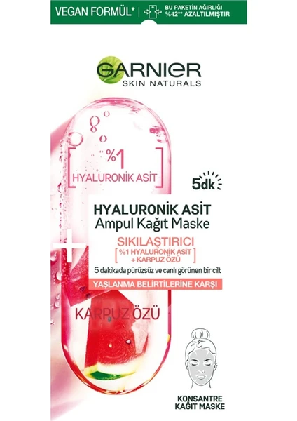 Hyaluronik Asit Sıkılaştırıcı Ampul Kağıt Yüz Maskesi