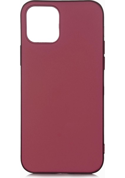 iPhone 12 Pro Kılıf Mat Renkli Esnek Silikon Mürdüm Renk Prm