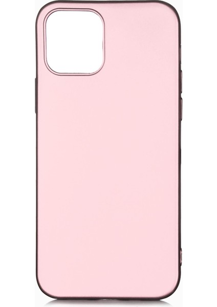 iPhone 12 Pro Max Kılıf Mat Renkli Esnek Silikon Rosegold Renk Prm