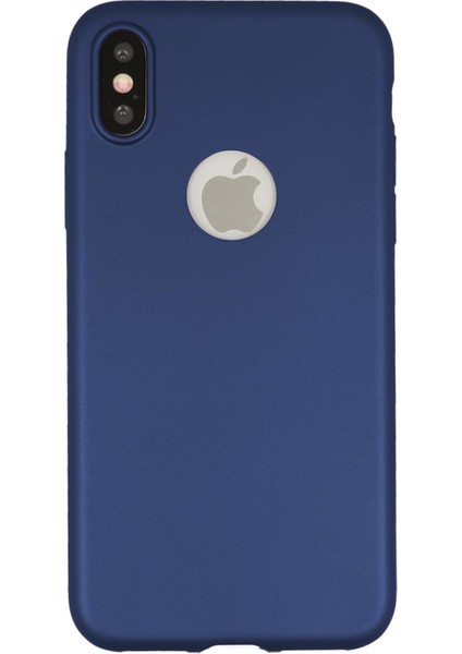 iPhone Xs Max Kılıf Mat Renkli Esnek Silikon Lacivert Renk Prm