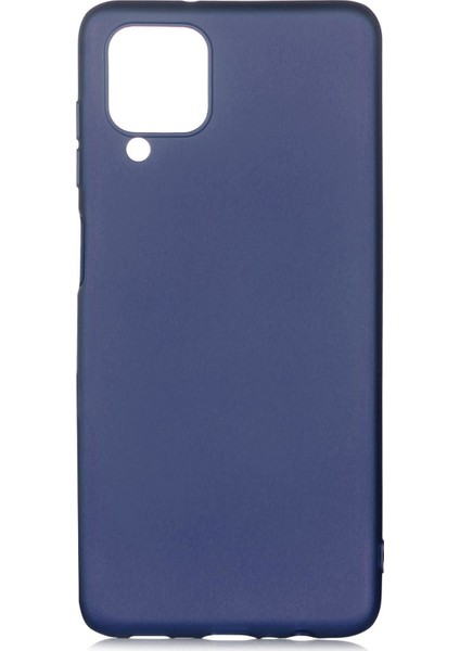 Samsung Galaxy A12 Kılıf Mat Renkli Esnek Silikon Lacivert Renk Prm