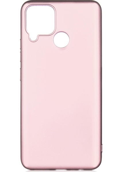 Realme C15 Kılıf Mat Renkli Esnek Silikon Rosegold Renk Prm