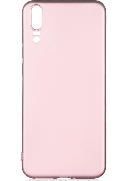 Huawei P20 Kılıf Mat Renkli Esnek Silikon Rosegold Renk Prm