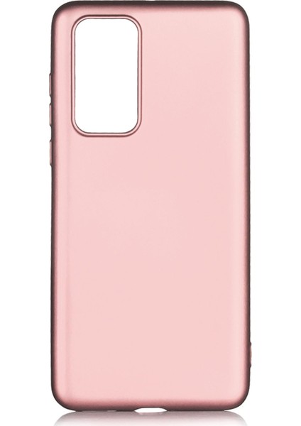 Huawei P40 Kılıf Mat Renkli Esnek Silikon Rosegold Renk Prm