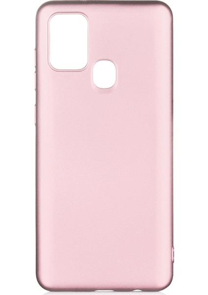 Samsung Galaxy A21S Kılıf Mat Renkli Esnek Silikon Rosegold Renk Prm