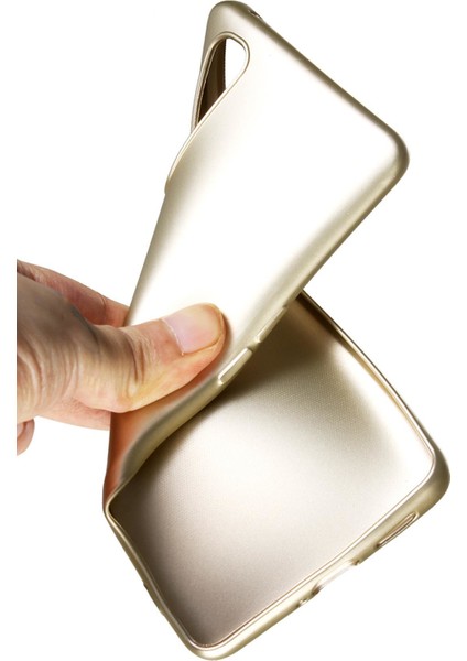 Samsung Galaxy J8 Kılıf Mat Renkli Esnek Silikon Gold Renk Prm