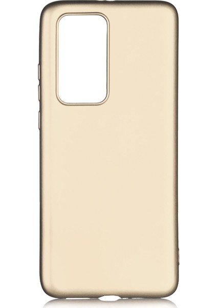 Huawei P40 Pro Kılıf Mat Renkli Esnek Silikon Gold Renk Prm