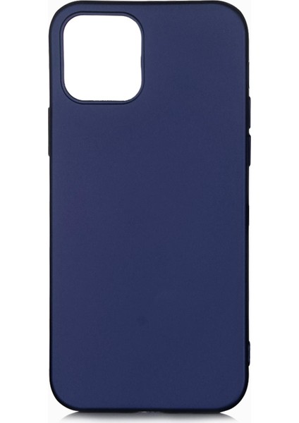 iPhone 12 Pro Max Kılıf Mat Renkli Esnek Silikon Lacivert Renk Prm