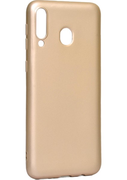 Samsung Galaxy M30 Kılıf Mat Renkli Esnek Silikon Gold Renk Prm
