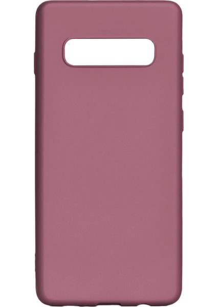 Samsung Galaxy S10 Kılıf Mat Renkli Esnek Silikon Mürdüm Renk Prm