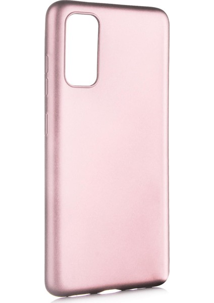 Samsung Galaxy S20 Kılıf Mat Renkli Esnek Silikon Rosegold Renk Prm