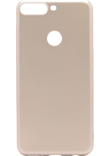 Huawei Y7 2018 Kılıf Mat Renkli Esnek Silikon Gold Renk Prm