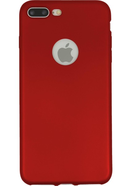 iPhone 8 Plus Kılıf Mat Renkli Esnek Silikon Kırmızı Renk Prm