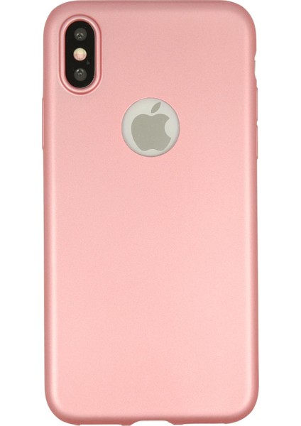 iPhone Xs Max Kılıf Mat Renkli Esnek Silikon Rosegold Renk Prm