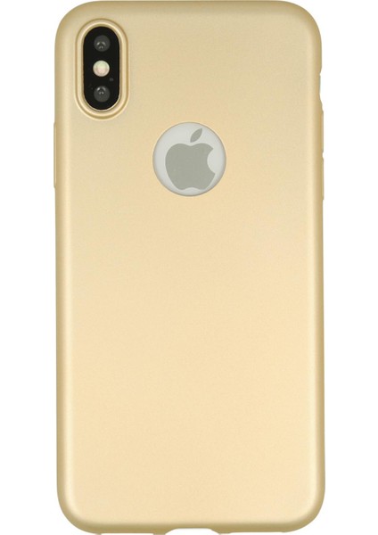 iPhone x Kılıf Mat Renkli Esnek Silikon Gold Renk Prm