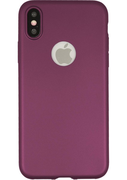 iPhone x Kılıf Mat Renkli Esnek Silikon Mürdüm Renk Prm