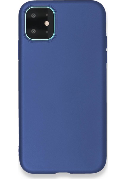 iPhone 11 Pro Kılıf Mat Renkli Esnek Silikon Lacivert Renk Prm