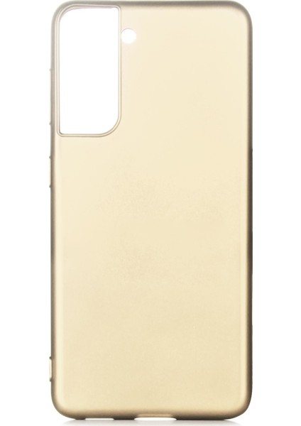 Samsung Galaxy S21 Kılıf Mat Renkli Esnek Silikon Gold Renk Prm