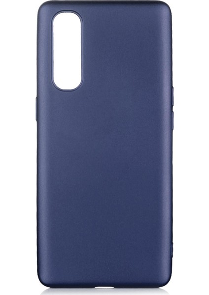 Oppo Reno 3 Pro Kılıf Mat Renkli Esnek Silikon Lacivert Renk Prm