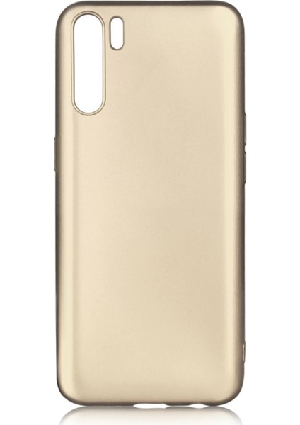 Oppo A91 Kılıf Mat Renkli Esnek Silikon Gold Renk Prm