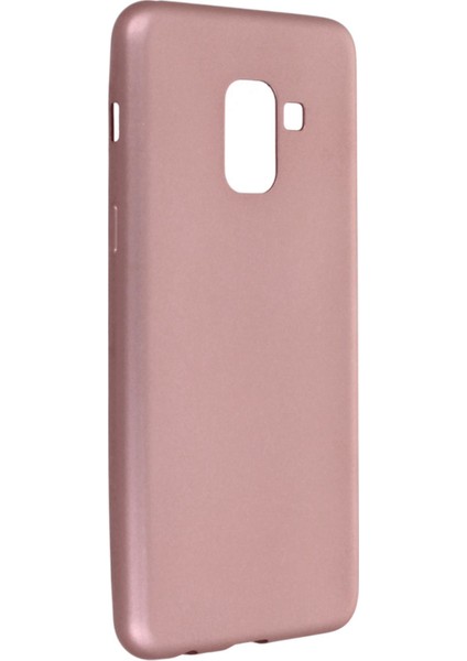 Samsung Galaxy A8 Plus 2018 Kılıf Mat Renkli Esnek Silikon Rosegold Renk Prm