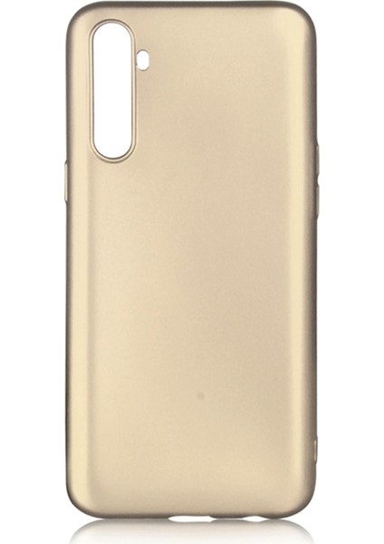 Realme 6 Kılıf Mat Renkli Esnek Silikon Gold Renk Prm