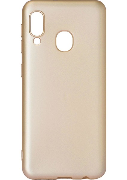 Samsung Galaxy A20 Kılıf Mat Renkli Esnek Silikon Gold Renk Prm
